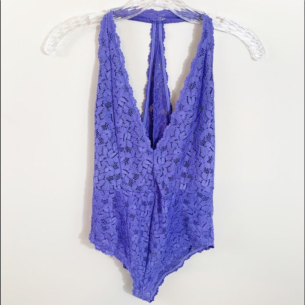 Intimately Free People Avery Lace Deep Periwinkle Bodysuit